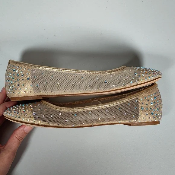 David's Bridal Illusion Toe Cap Crystal Embellished Ballet Flats 7.5 - Picture 7 of 12